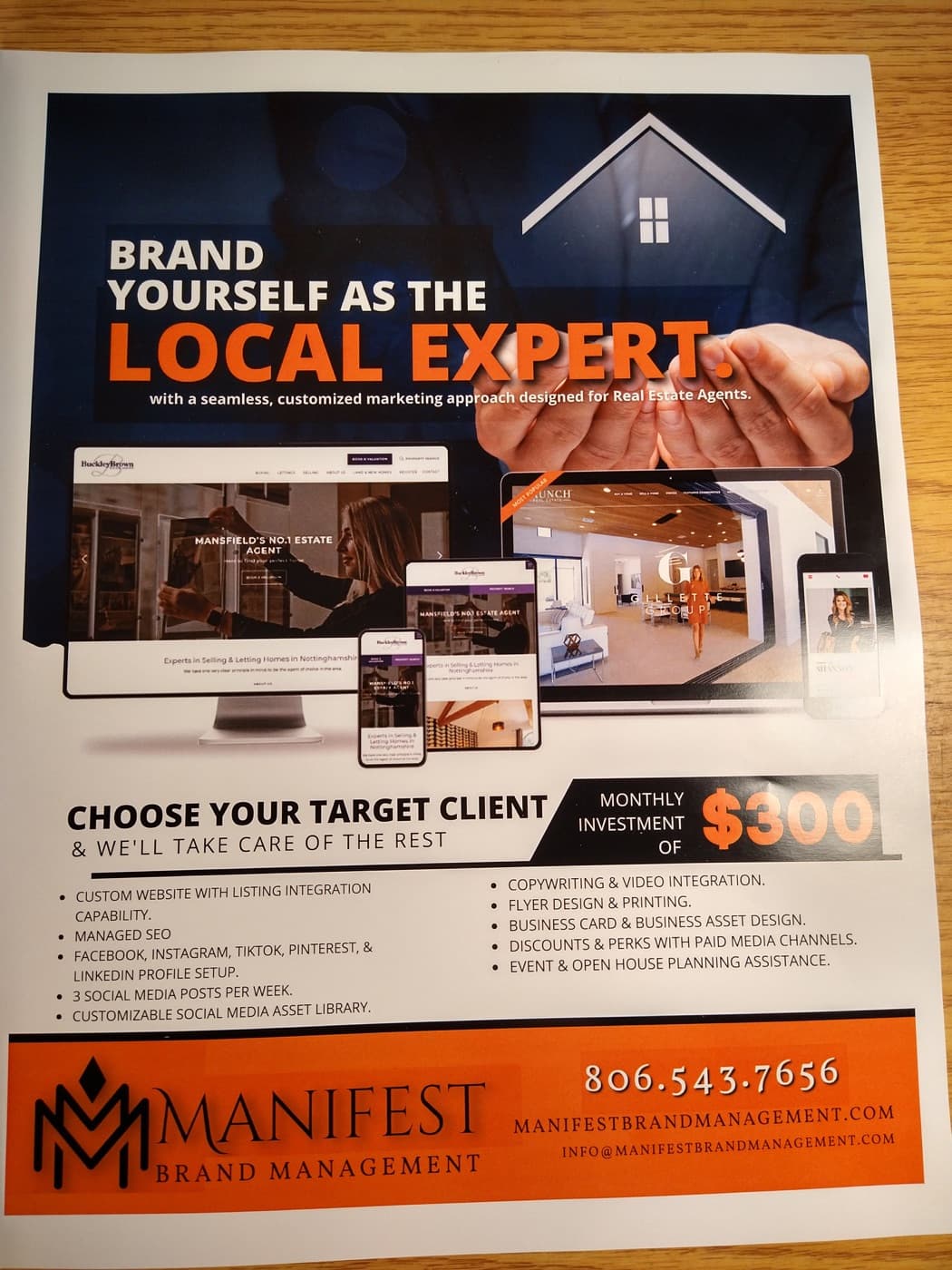A full-color flyer for a marketing company