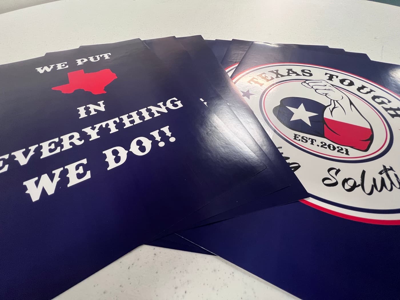Large glossy stickers with Texas designs